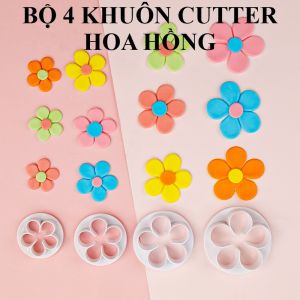 SET 4 KHUÔN CUTTER NHỰA  - HOA HỒNG