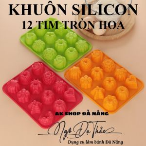 KHUÔN SILICON 12 HOA LÁ TÍM