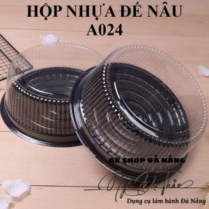 Hộp nhựa TRÒN đế nâu A024