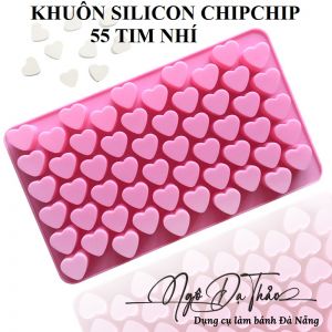 Khuôn silicon kẹo dẻo / chip chip - 55 tim nhí
