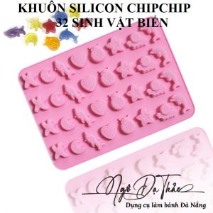 Khuôn silicon kẹo dẻo / chip chip - 32 sinh vật biển