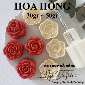 Bộ khuôn nhấn bánh trung thu 4 mặt HOA HỒNG