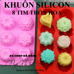 KHUÔN SILICON 8 HOA LÁ TÍM