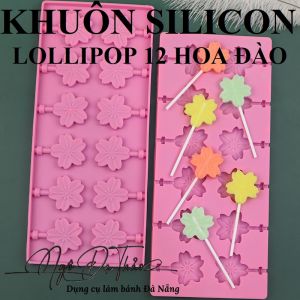 Khuôn silicon kẹo mút - 12 hoa đào