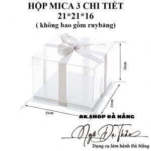 Hộp mica đựng bánh VUÔNG size 21 - Cao 16