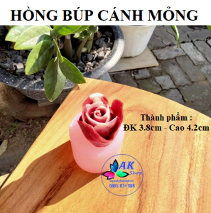 KHUÔN SILICON HOA HỒNG BÚP CÁNH MỎNG
