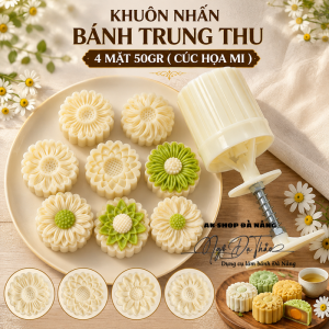 Bộ khuôn nhấn bánh trung thu 4 mặt 50gr CÚC HỌA MI