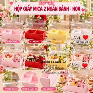 Hộp mica 2 ngăn bánh hoa