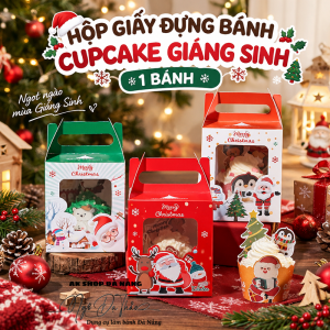Hộp giấy cupcake 1 bánh GIÁNG SINH
