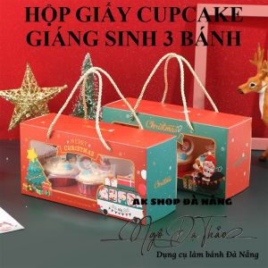 Hộp giấy cupcake 3 bánh - GIÁNG SINH