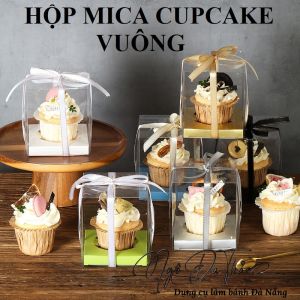 Hộp mica cupcake vuông 1 bánh