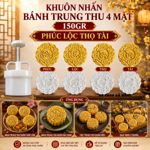 Bộ khuôn nhấn bánh trung thu 4 mặt 150gr PHÚC LỘC THỌ TÀI