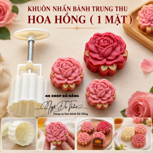Bộ khuôn nhấn bánh trung thu 1 mặt HOA HỒNG