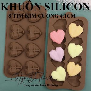 Khuôn silicon 8 tim kim cương 4.1cm