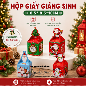 Set 10 hộp giấy Giáng sinh quai giấy 8.5*8.5*10