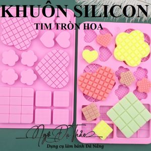 Khuôn silicon 6 tim tròn hoa