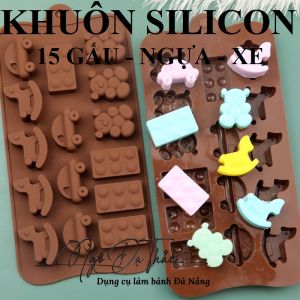 Khuôn silicon 15 gấu ngựa ô tô