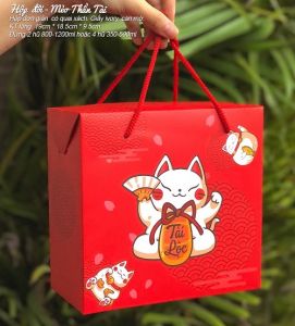 HỘP GIẤY BÁNH KẸO TẾT - HỘP ĐÔI MÈO THẦN TÀI