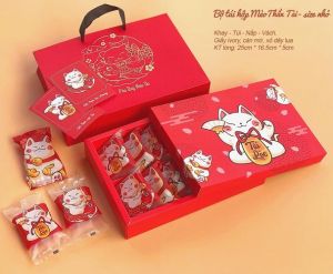 BỘ HỘP + TÚI GIẤY BÁNH KẸO TẾT MÈO THẦN TÀI ( NHỎ)