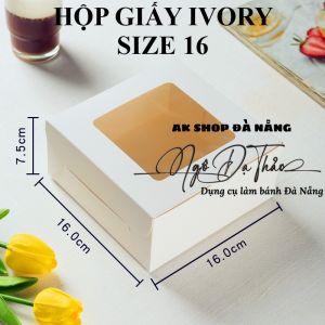 Hộp giấy đựng bánh IVORY - Không đế size 16