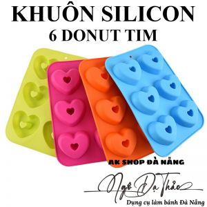 KHUÔN SILICON 6 DONUT TIM 