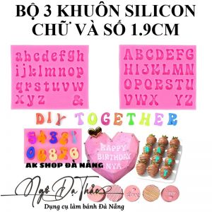 Bộ 3 khuôn silicon chữ và số 1.9cm