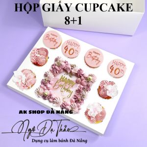 Hộp giấy bánh 8+1 - Nắp mica