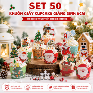 Set 50 khuôn giấy cupcake cứng 6cm - GIÁNG SINH
