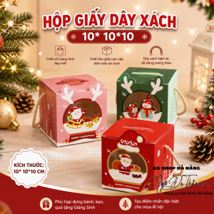 Hộp giấy Giáng sinh quai dây 10*10*10