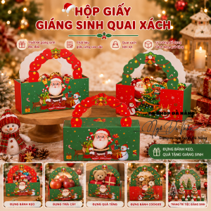 HỘP BÁNH GIÁNG SINH QUAI XÁCH 18*8*8