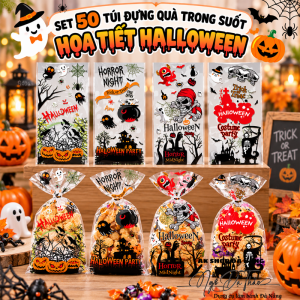 Set 50 túi nhựa đựng bánh kẹo 12.5*27cm  - HALLOWEEN
