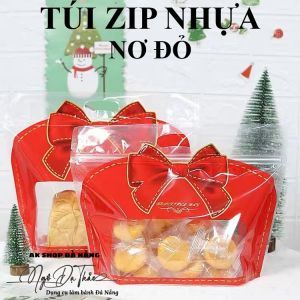 Set 10 túi zip đựng bánh kẹo NƠ ĐỎ