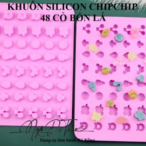 Khuôn silicon kẹo dẻo / chip chip - 48 cỏ bốn lá
