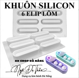Khuôn silicon 6 hình elip lõm 12cm