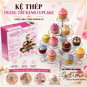 Kệ bánh cupcake thép 3 tầng