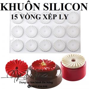 Khuôn silicon ốp mặt 15 ô tròn xếp ly