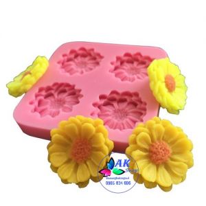 KHUÔN SILICON 4 HOA CÚC CÁNH TRÒN - HÀNG XỊN ĐẸP