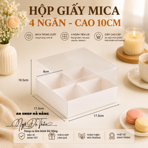 Hộp giấy + nắp mica 4 ô
