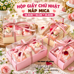 Hộp giấy chữ nhật + nắp mica 18.5*10.5*10