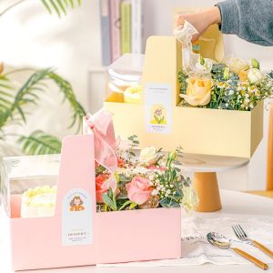Hộp mica vách ngăn bánh hoa + kèm hộp mica 15