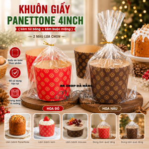 Khuôn giấy bánh PANNETON 4IN ( Nâu - Đỏ )