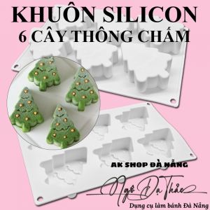 Khuôn silicon mousse 6 cây thông chấm bi Giáng Sinh