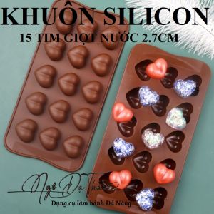 Khuôn silicon 15 tim giọt nước 2.7cm