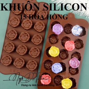 Khuôn silicon 15 hoa hồng