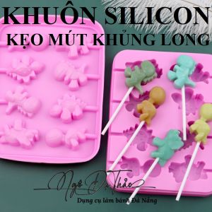 Khuôn silicon kẹo mút - 8 khủng long
