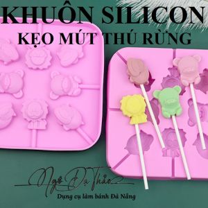 Khuôn silicon kẹo mút - 8 thú rừng