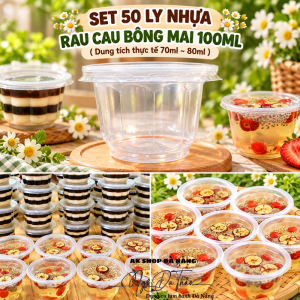 Set 50 hủ nhựa rau cau bông mai 100ML