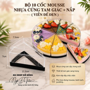 Set 10 cốc nhựa mica cứng tam giác CH48 + Nắp