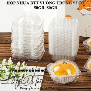 Hộp nhựa bánh trong suốt VUÔNG 50~80GR