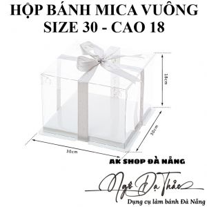 Hộp mica đựng bánh VUÔNG size 30 - Cao 18